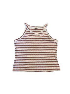 A.n.a High‑Neck Cutout Tank Top – XL, Red‑Orange/White Stripe, Lightweight